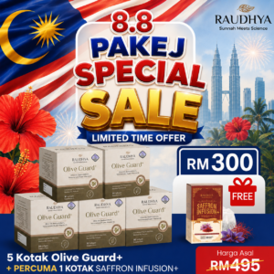 SPECIAL PROMO - 5 KOTAK OLIVE GUARD+ FREE 1 SAFFRON